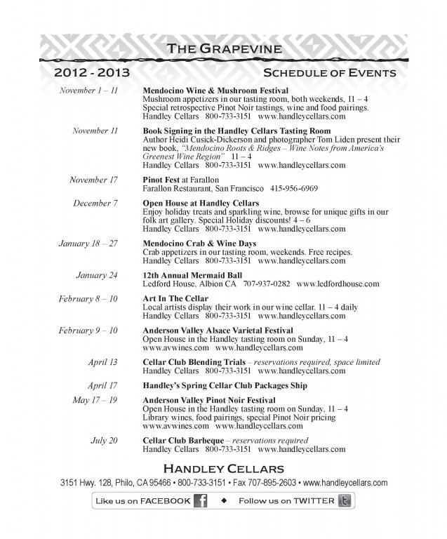Handley Cellars, newsletters, digital print, wineries, marketing, print materials, Santa Rosa, AJ Printing and Graphics, Wine Country Signs, color photos, wine labels, social media, call to action, upcoming evernts, commercial printer